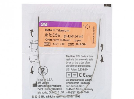 Дуга титано-молибденовая Unitek Beta III (ТМА) .019x.025 ФII НЧ 3М